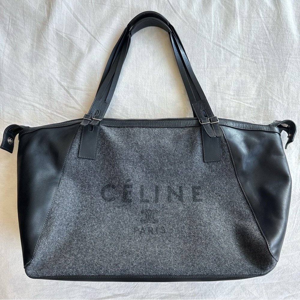 Celine Wool Leather Tote Bag